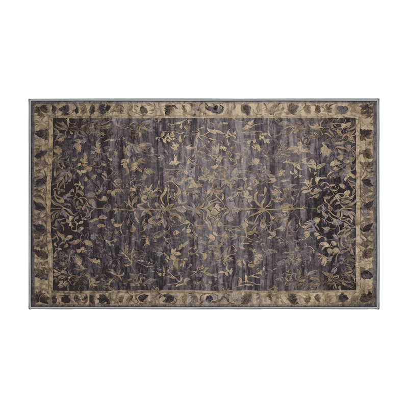 Machine Washable Gray Area Rug, Runner 2' x 4'