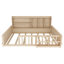 Structure de lit plateforme pleine grandeur en bois avec barrière de sécurité, tablettes de rangement latérales et étagère à livres, lit de plancher peu encombrant, naturel-33017209-33017210