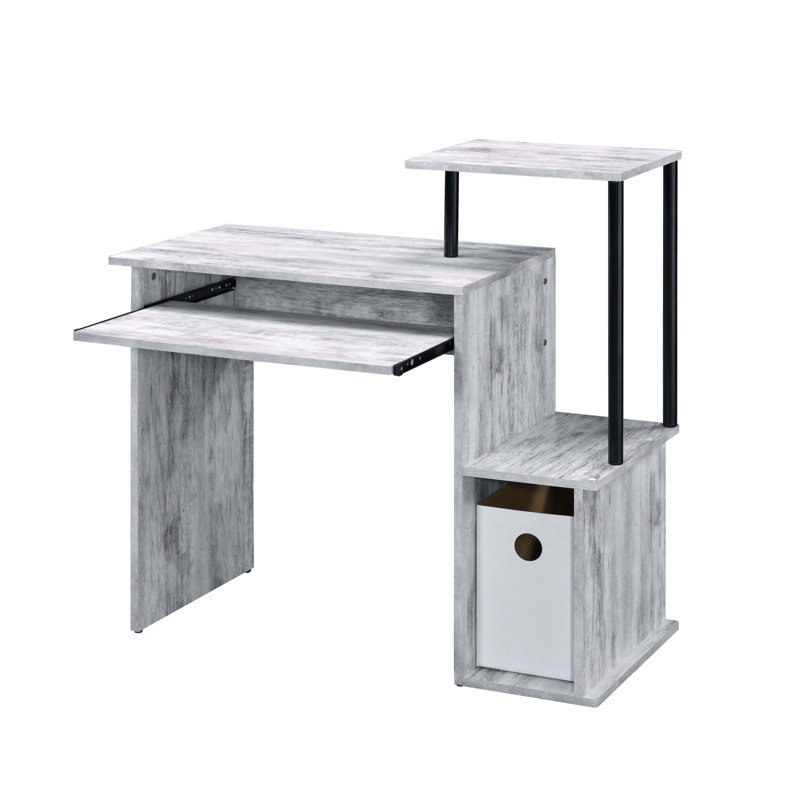 Bureau d'ordinateur Lyphre, Blanc antique / noir
