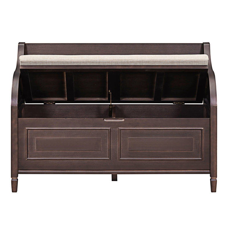 Alecsandra Fabric Upholstered Storage Bench, Entryway Bench,Bedroom Bench , Espresso