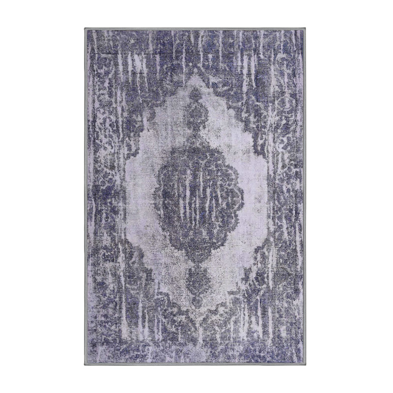 Tapis gris/zone noire contemporaine, Rectangle 6 pi x 9 pi