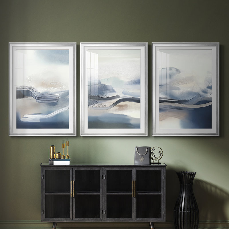 ABSTRACT Series DCCCLXIV - Impression sur mesure de qualité supérieure avec mat - 3 pièces, Argent argent