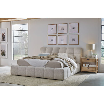 King Upholstered Bed And Nightstand