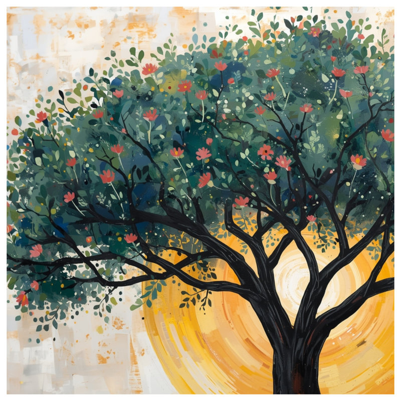 Arbre avec couvertures de fond soleil, L 60 po x H 80 po