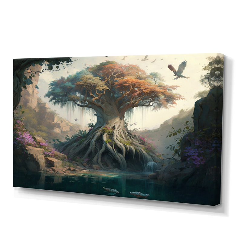 «Tree at the Center of Jungle Paradise II», reproduction sur toile, H 30 po x l 40 po x P 1,5 po, Toile tendue