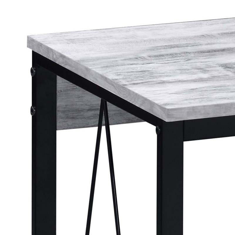 Bureau d'écriture antique blanc et noir 35,5 "avec base en métal