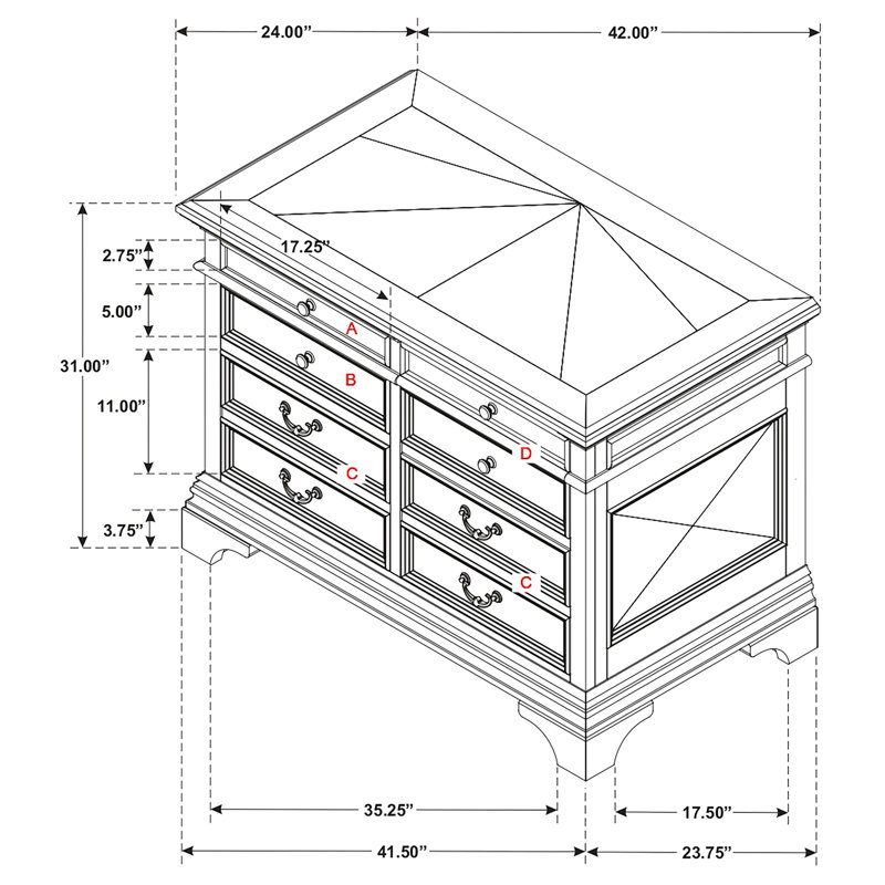 Arnoldus 5-drawer Home Office File Cabinet Burnished Oak