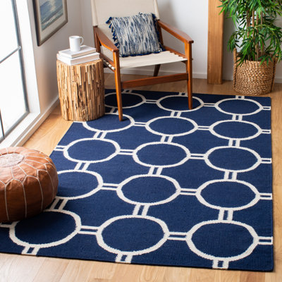 Tapis géométrique tissé à la main en laine et coton Rodgers