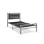 Base de lit plateforme moderne en métal avec tête et pied de lit, support en lattes d'acier robuste, aucun sommier tapissier requis, fabrication stable et silencieuse, dégagement sous le lit, assemblage facile