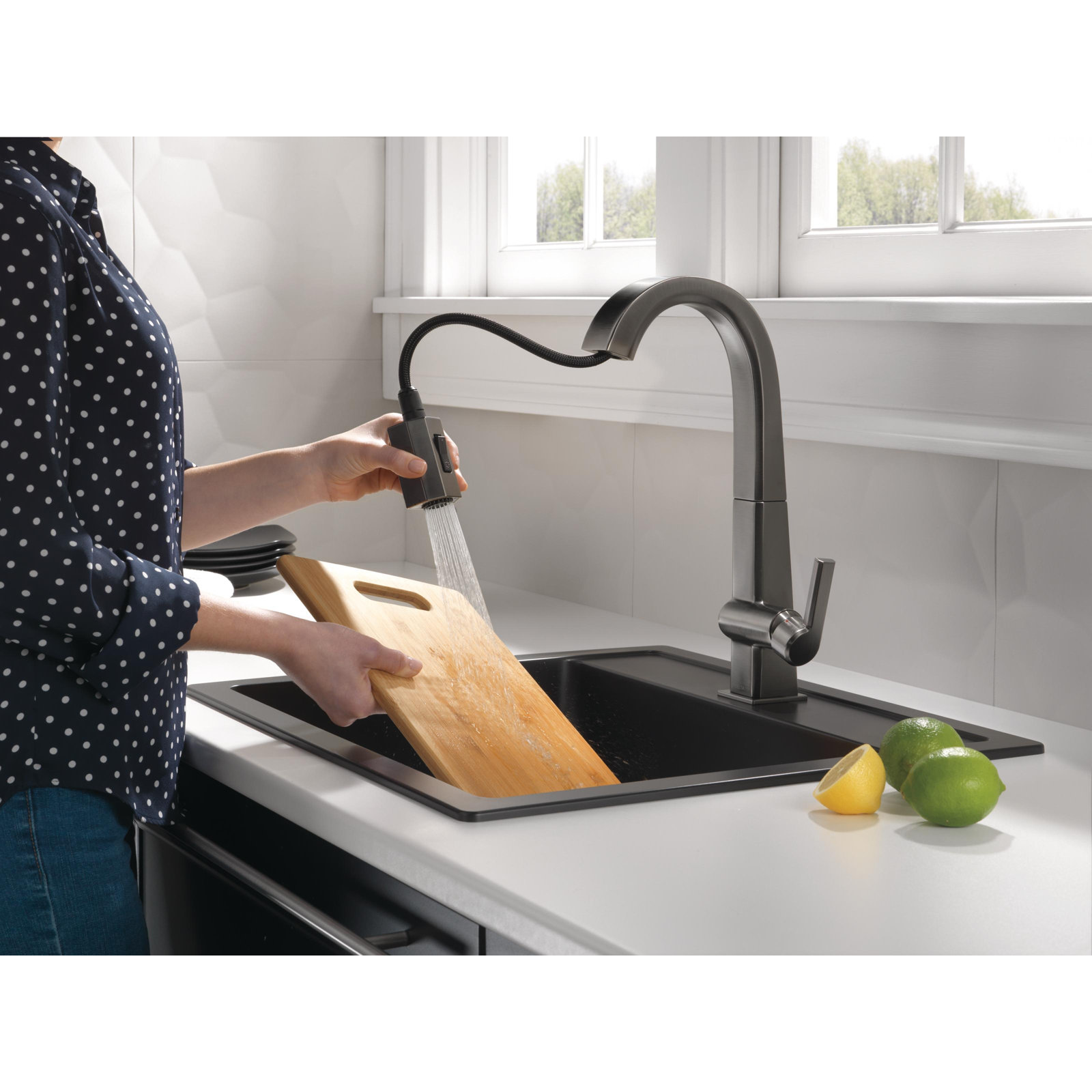 Pivotal Pull-Down Bar Faucet, Black Stainless