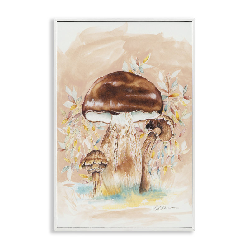 Giclée à motif de champignon brun terreux brun, design par Cady, H 24 po x l 16 po