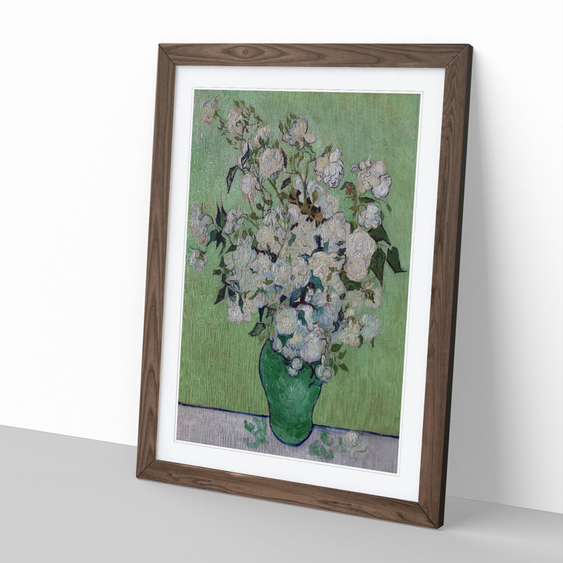 White Roses by Vincent Van Gogh - Framed Print, Walnut Framed, 48cm H x 36cm W x 2cm D