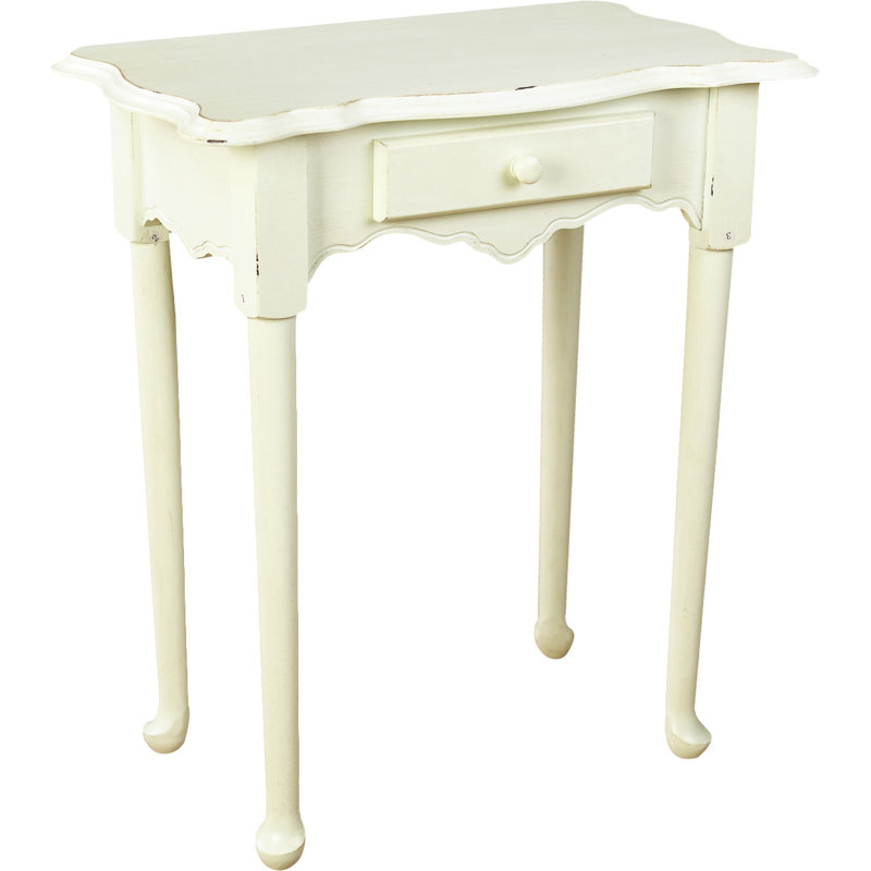 Solid Wood Top 1 End Table with Storage, Antique White