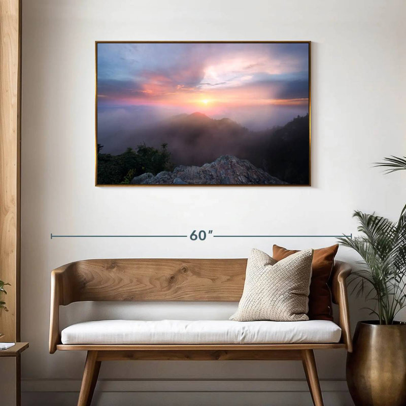Paysage de Great Smoky Mountain, 43 po x 29 po, Cadre flottant doré