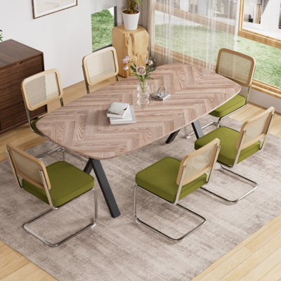 Modern Kitchen Table with Velvet Dining Chairs