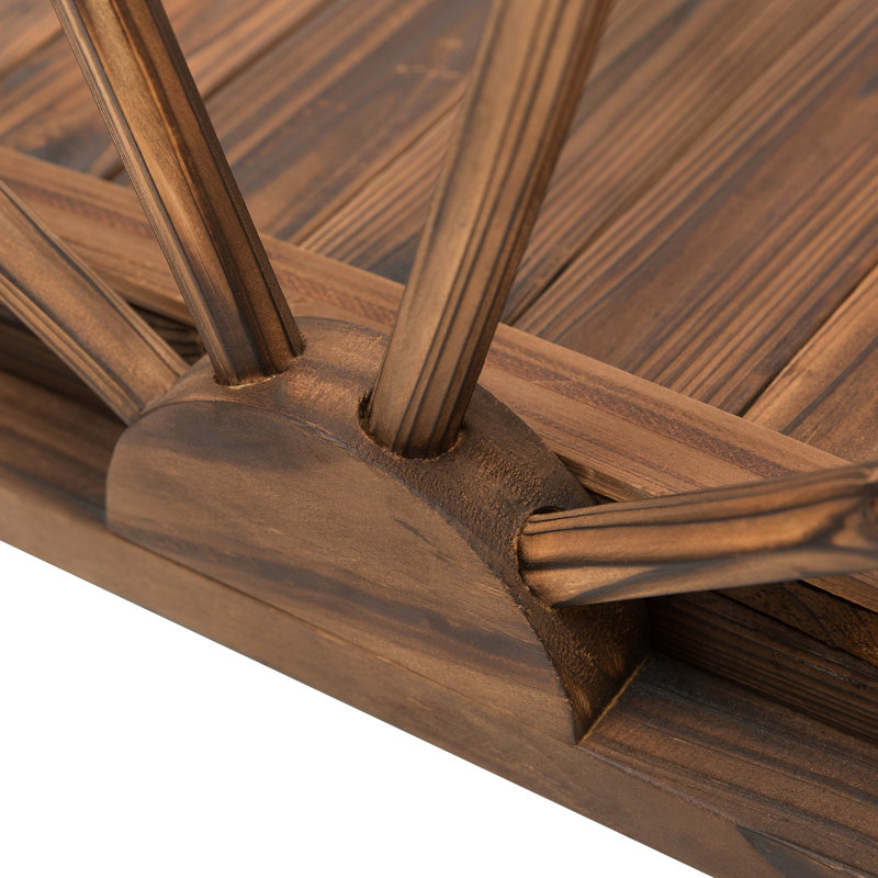 3.3Ft Garden Bridge - Wooden, Solid Fir, Stained, Half Style For A Beautiful Outdoor Fir Stained Wood