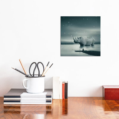 Rhino Zen Grey Blue 1 Piece Wrapped Canvas Wall Art