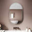 Oval White Metal LED Bathroom Mirror, Front Frosted Edges, Anti-Fog, Touch Stepless Dimming with Pow-2023546323