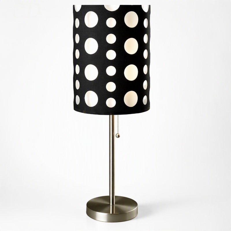 Lampe de table rétro en métal de 84 cm de hauteur avec abat-jour noir et blanc