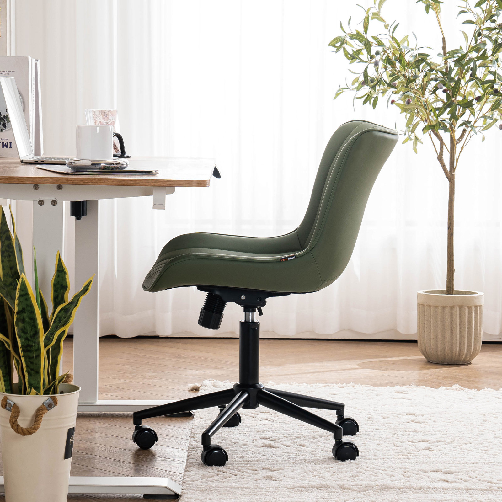 Brionni Leather Office Chair, Bean Green Performance Faux Leather