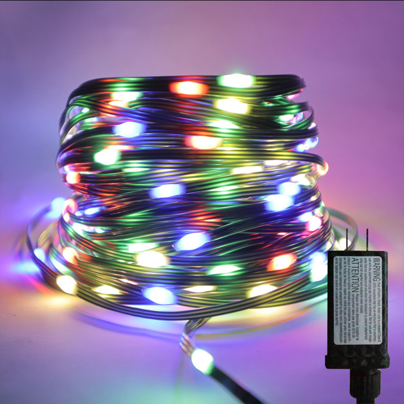 Aarah LED String Light Rubber Strand 8 Mode Adapter Waterproof for Indoor/Outdoor, Green