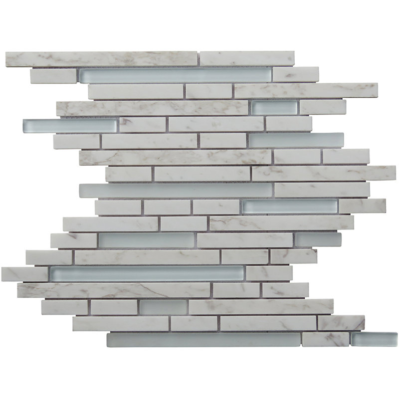Carreau de mosaïque linéaire en pierre naturelle / verre Carrara