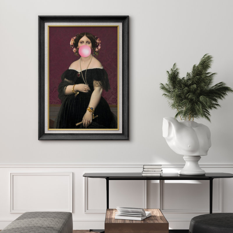 «Classic Woman Pink Bubblegum» sur, Cadre noir de qualité supérieure, H 36 po x l 26 po
