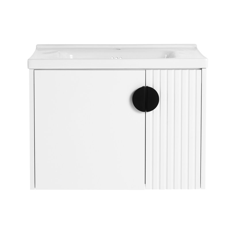 Meuble-lavabo de 28 po avec lavabo en céramique pour petite salle de bain, Blanc