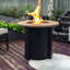 Foyer de table au gaz propane 30 po, foyer rond en acier de 50 000 BTU avec finition imitation grain de bois pour la terrasse extérieure du jardin - Noir