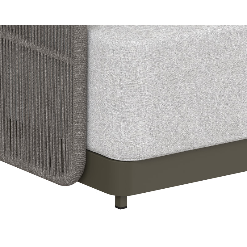 Hellat 89'' Wide Wicker Patio Sofa with Cushions, Warm Gray/Gracebay Light Gray