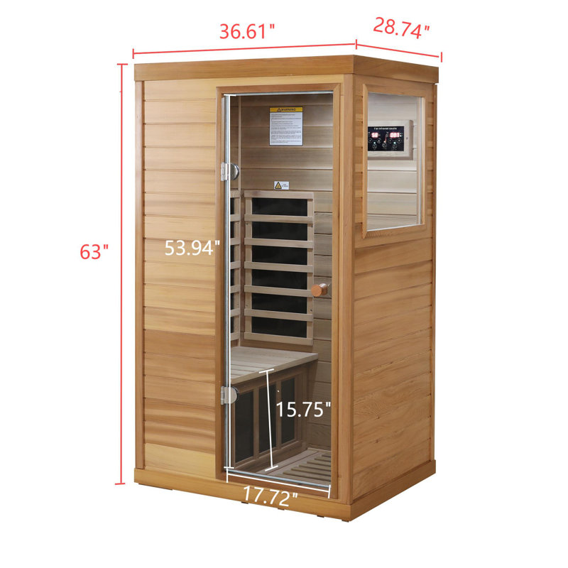 Holaki 1 - Person Indoor Bluetooth Compatible FAR Infrared Sauna in Red Cedar, Right Door