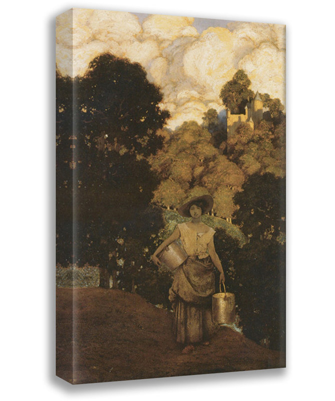 «The Milkmaid» par Maxfield Parrish, toile tendue avec châssis, H 24 po x l 17 po