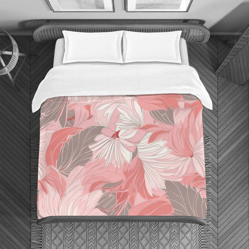 Literie luxueuse à motif floral Avangelia, Housse de couette simple