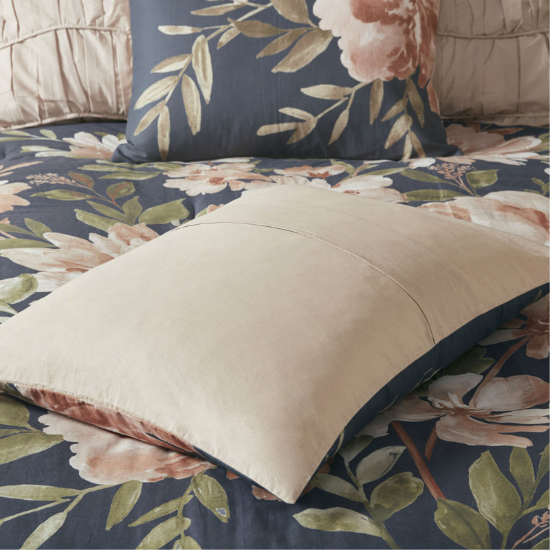Ensemble d'édredon 8 pièces en coton bleu marine, Édredon très grand + 7 pièces supplémentaires