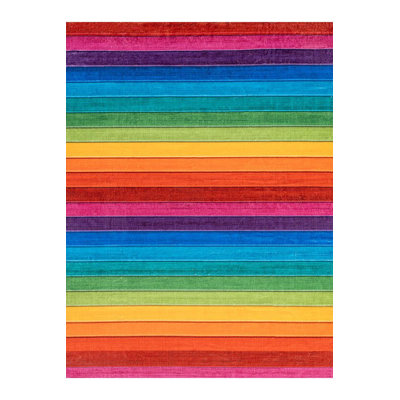 Tapis décoratif moderne à rayures multicolores lavable à la machine