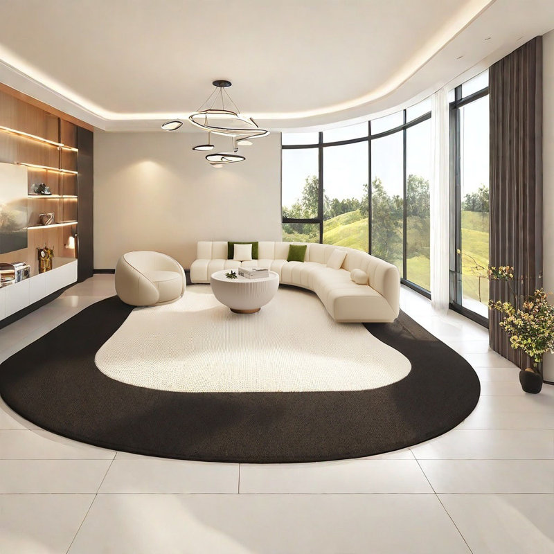 Curved L-shaped corner negotiating sofa