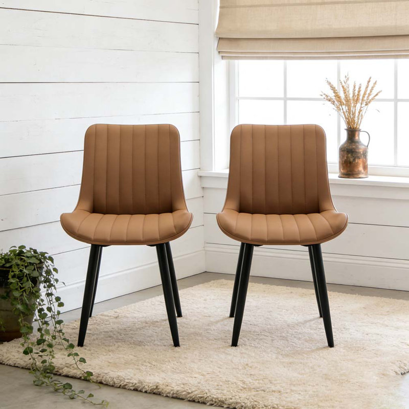Ensemble de chaise de salle à manger moderne et minimaliste, 2, Brun