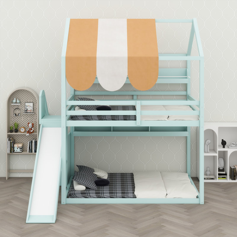 House Bed With Canopy, Light Green