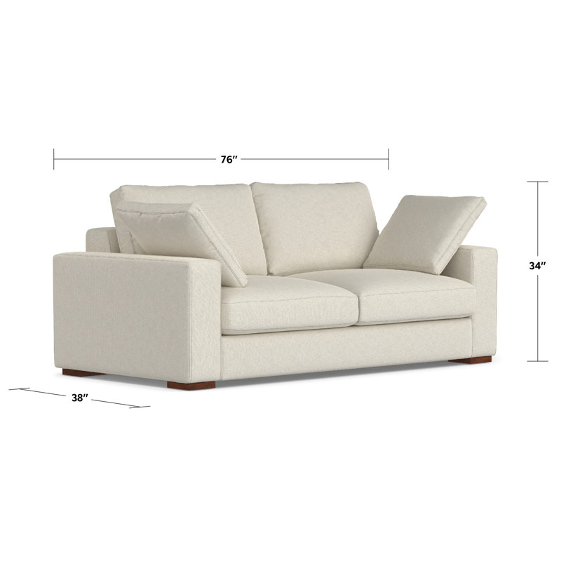 Charlie 78'' Cream Fabric Upholstered Lawson Sofa