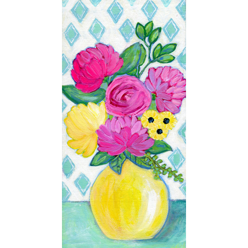 «Yellow Vase» par Jill Lambert, reproduction sur toile tendue, H 45 po x l 22,5 po x P 1,5 po