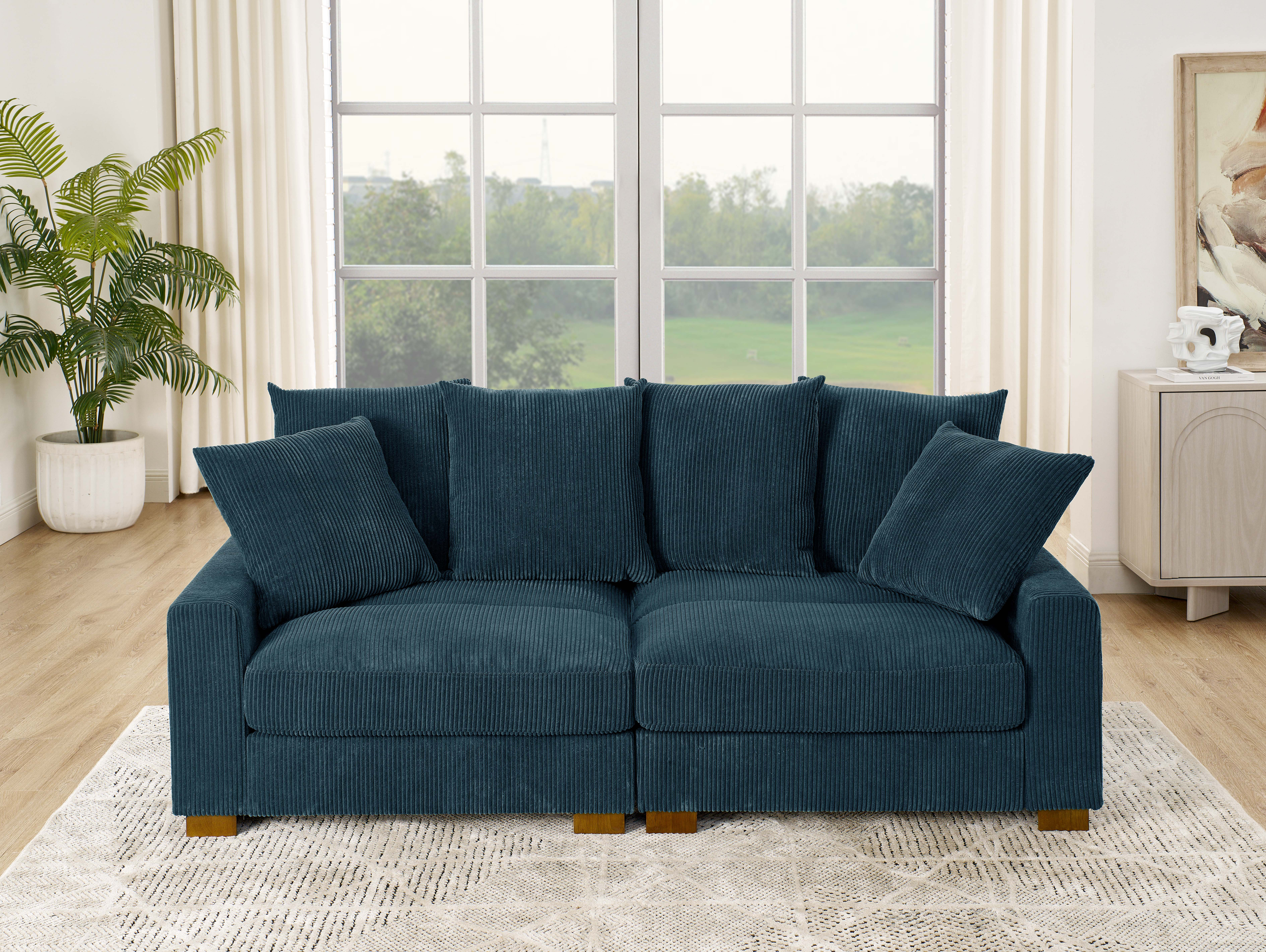 Ebern Designs 86" Upholstered Corduroy Sofa With Solid Wood Legs & Reviews | Wayfair