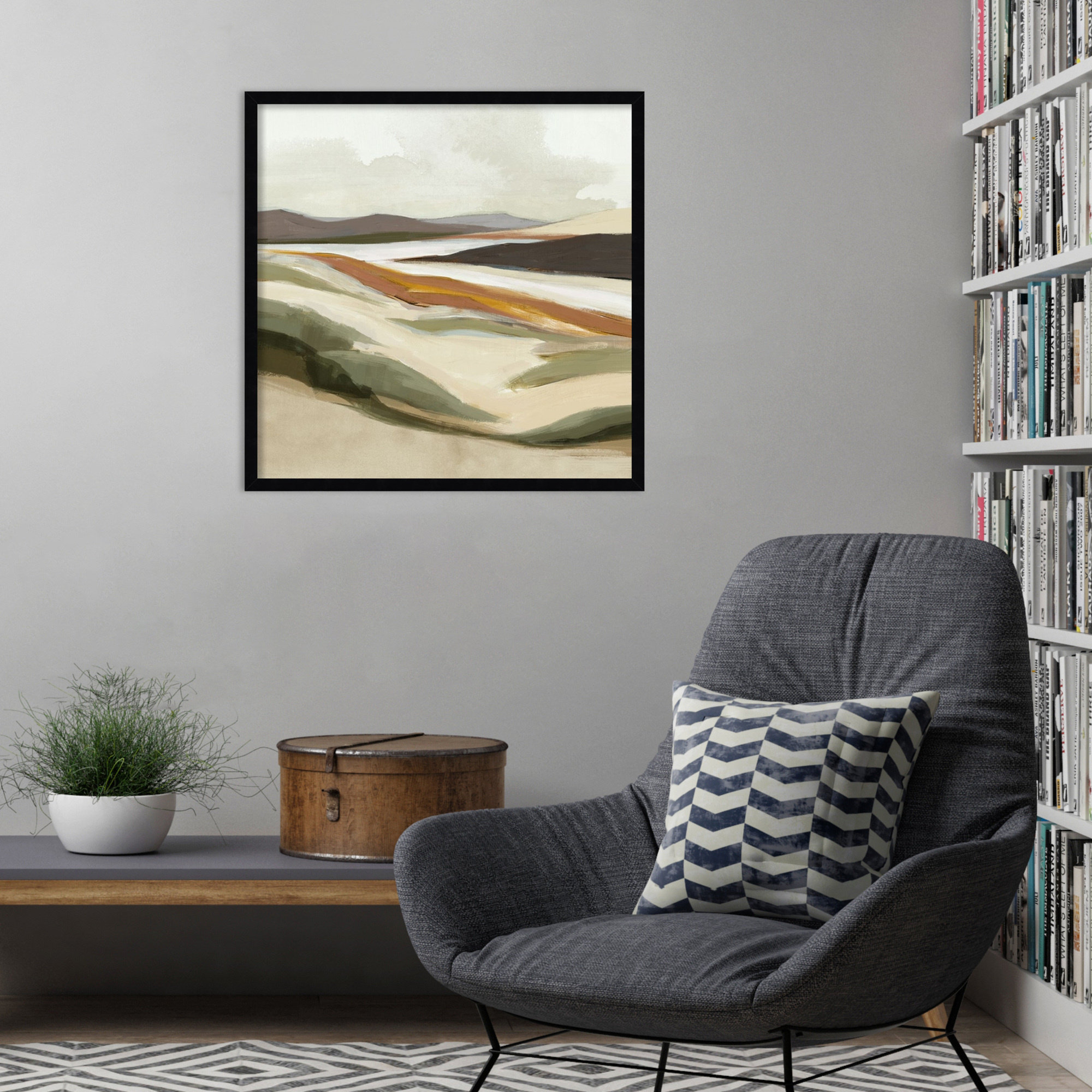 Fast Land by Jacob q Wood Framed Wall Art Print, 25" H x 25" W, Black