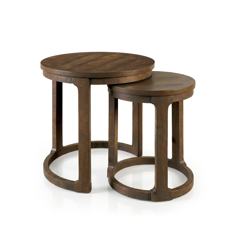 Table de bout gigogne en bois massif Poole, Espresso vieilli