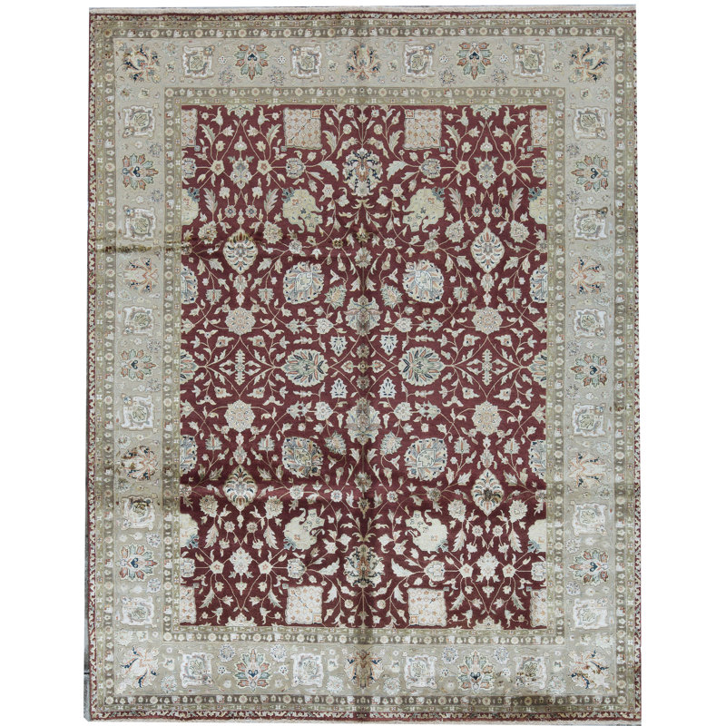 Tapis rouille et ivoire de haute qualité noué à la main