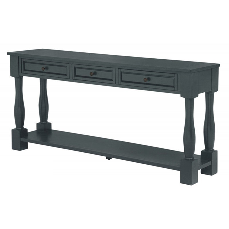 Console de 63 po de long avec tiroirs et tablette pour le vestibule, Marine