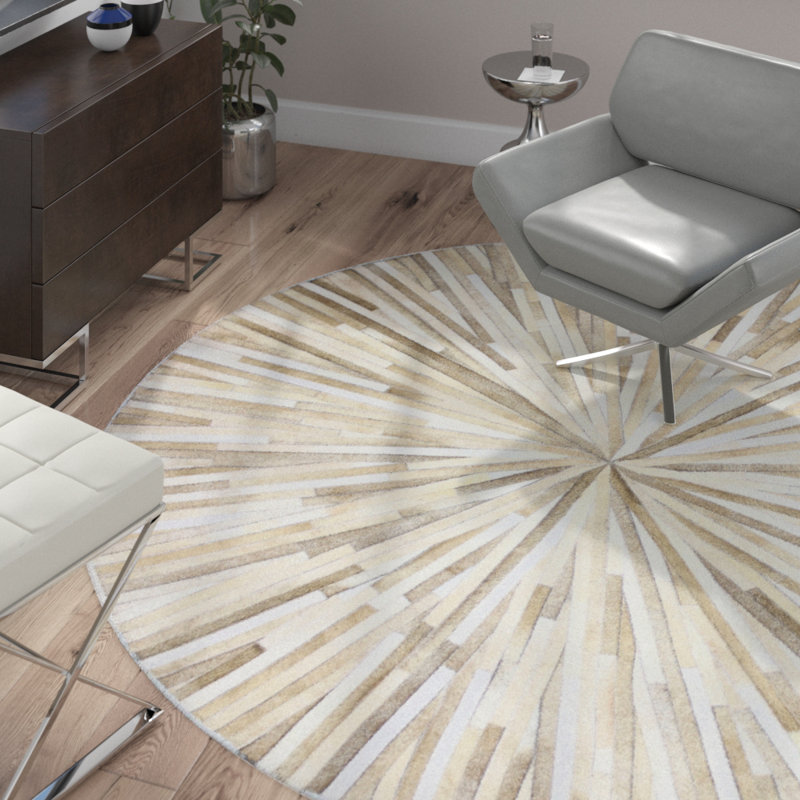 Tapis en cuir de vache Zehner, Rond 6 pi
