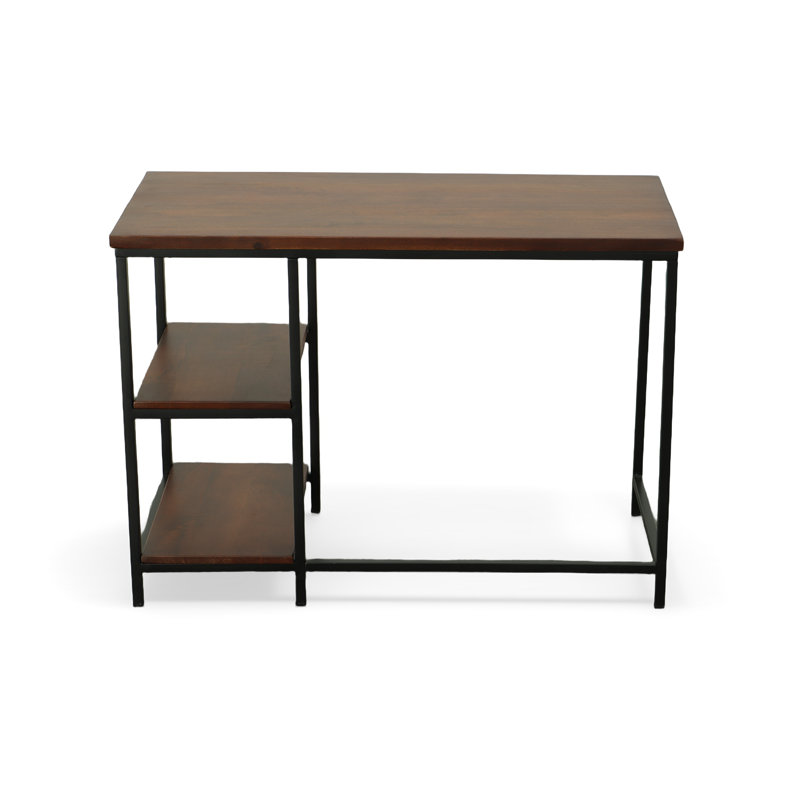 Rustic Brown 42" Compact Desk with Storage Shelves, Chestnut