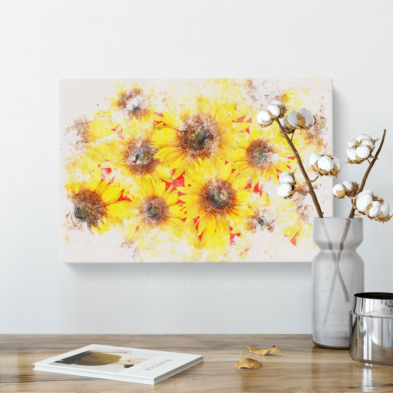 Wall Of Yellow Sunflowers - Wrapped Canvas Print, 50cm H x 76cm W x 3cm D