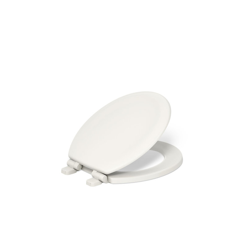Stonewood Quiet-Close Compression-Molded Wood Toilet Seat, Round, Biscuit