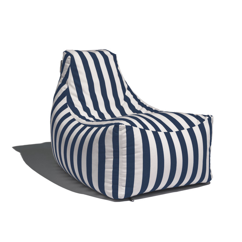 Juniper Jr Outdoor Kids Bean Bag Chair/ Childrens Garden Chair, Navy Striped Sunbrella